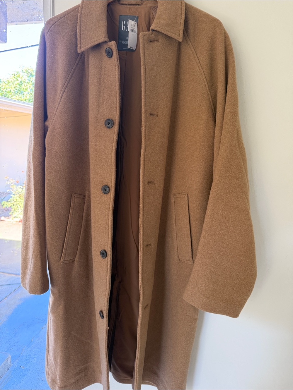 GAP Men's Camel Wool-Blend Pea Coat - Picture 5 of 6